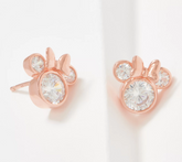 Diamoniuqe Disney Minnie Bezel Set Studs, Rose Gold Sterling Silver